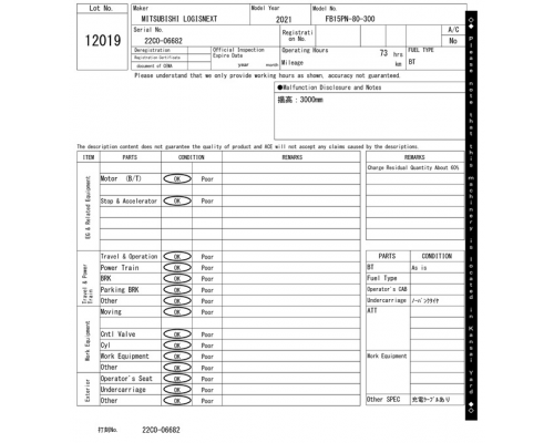 MITSUBISHI LOGISNEXT FB15PN-80-300